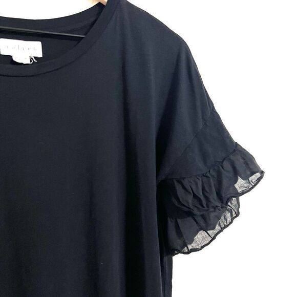 Velvet by Graham & Spencer's Sibel Cotton Contrast Ruffle Dress Black Size M - Picture 7 of 12